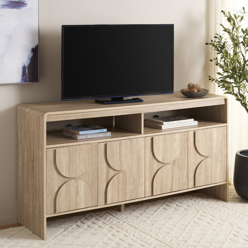 Hemby 4 Door 2 Shelf Sideboard/Media Stand, Light Cream