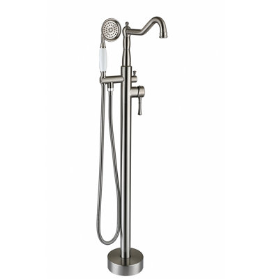 Freestanding Bathtub Faucet With Hand Shower - Brushed Nickel, 6.43 In. Width Bathroom Modern Metal, 12.91 Lb Corrosion