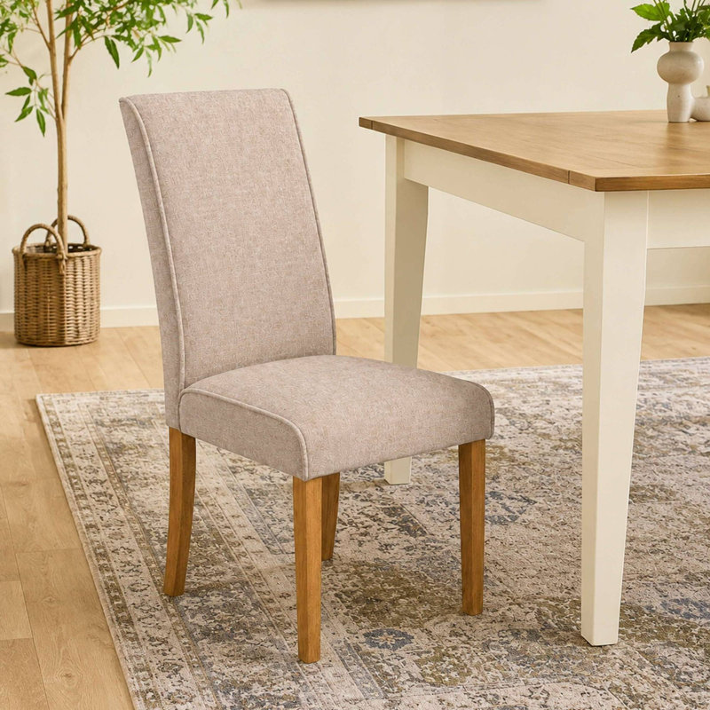 46cm H Polyester Upholstered Full Back Side Chair in Cream