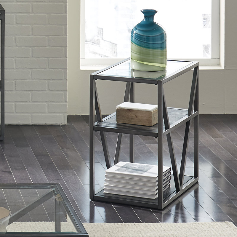 Collingdale Glass Shelf End Table with Storage