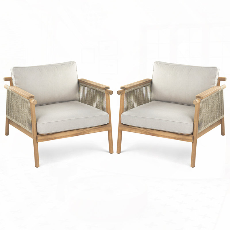 Fauteuil club d'extérieur en bois d'acacia