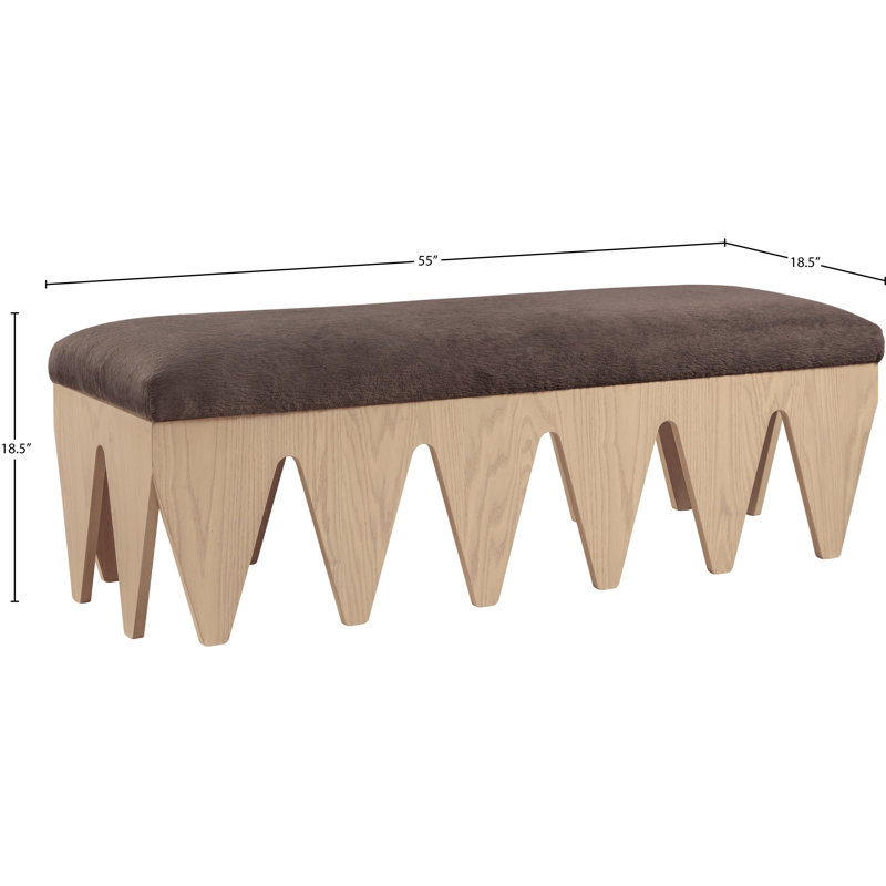 Banc en tissu Altair, Tissu de fourrure brun velours / finition naturell