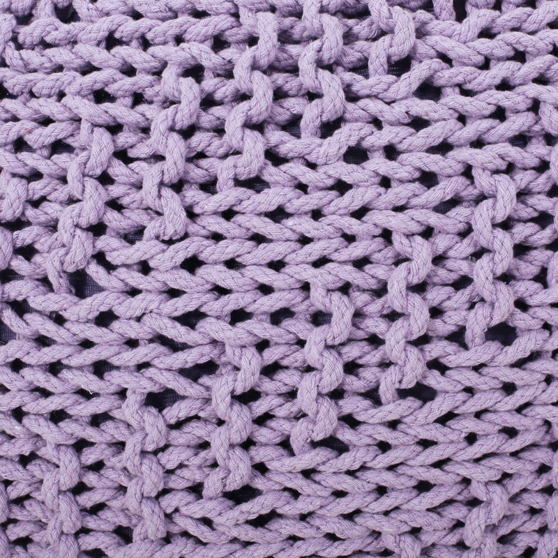 Pouf tricoté en coton lavande - ou coussin de sol - capacité de poids de 200 lb