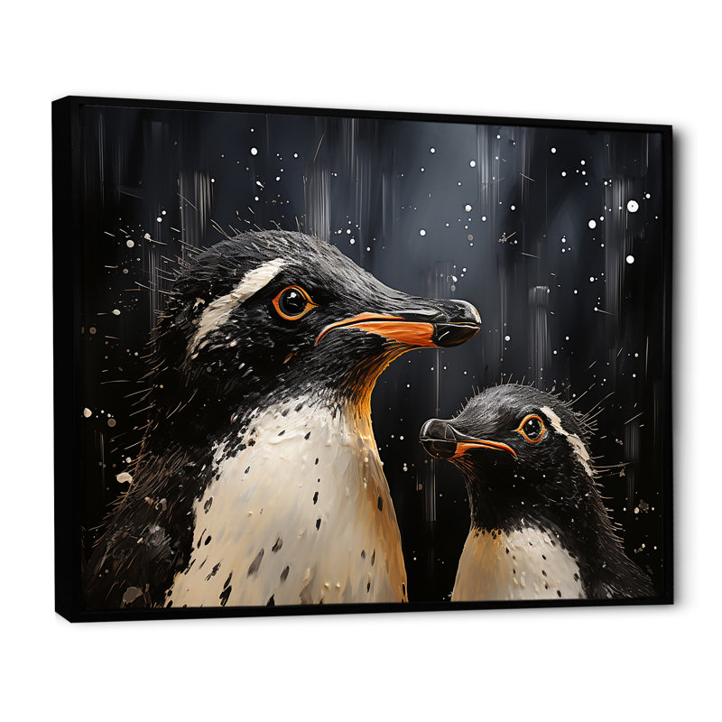 Paysage de rêve pingouin II, H 30 po x l 40 po x P 1,5 po, Cadre flottant noir