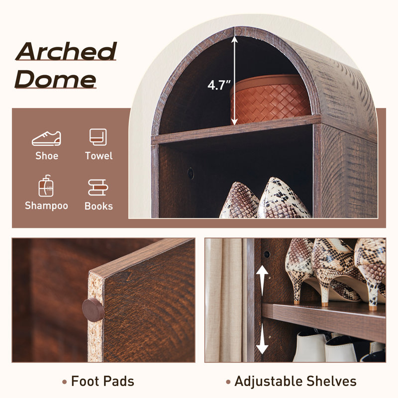  67" Tall Arched Bathroom Set of 2, 8 Tiers Arch Bathroom with Storage, Modern Farmhouse Bathroom with Adjustable Shelves