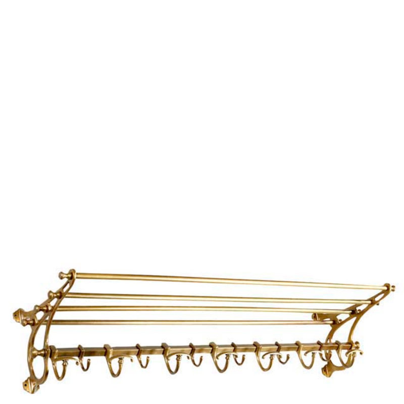Hudson 13 - Hook Wall Mounted Coat Rack, Antique Brass