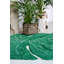 Plants Hand Knotted Cotton Area Rug in Green