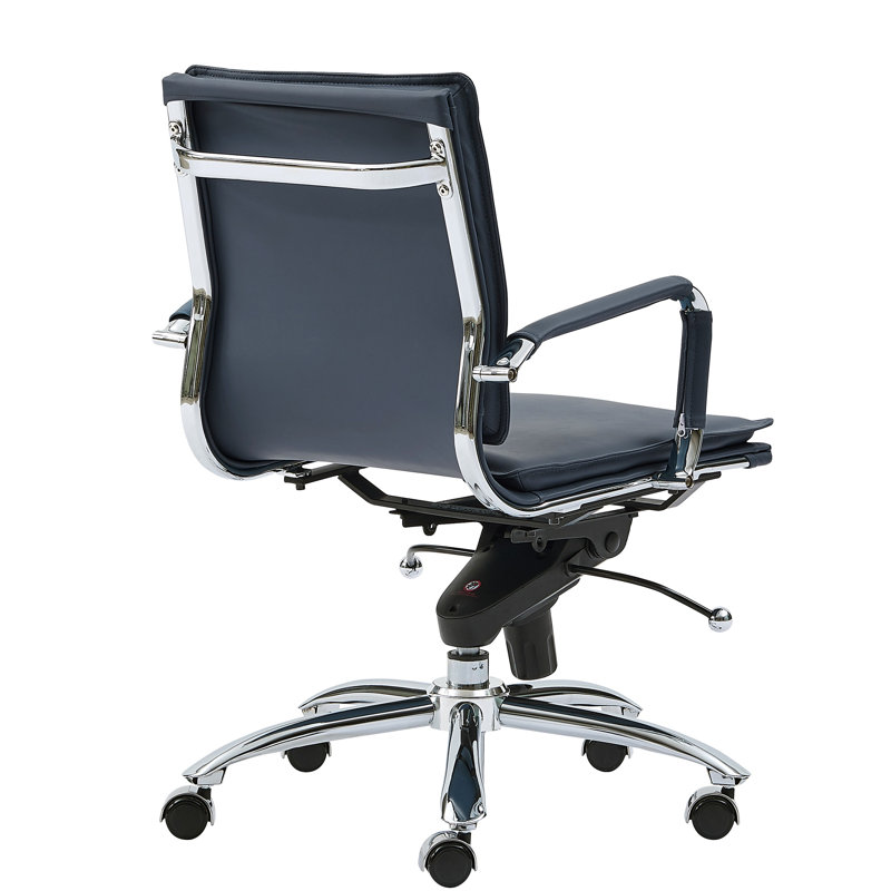 Chaise de conférence Chaseton, Chrome, Similicuir bleu