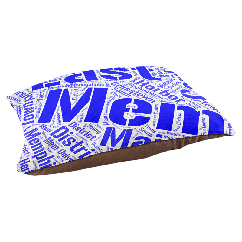 Coussin de chien « districts », Grand (l 40 po x P 30 po x H 14 po), Bleu, Memphis