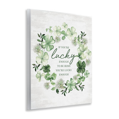 Plaque murale Lucky To Be, couronne de lettres et de lignes