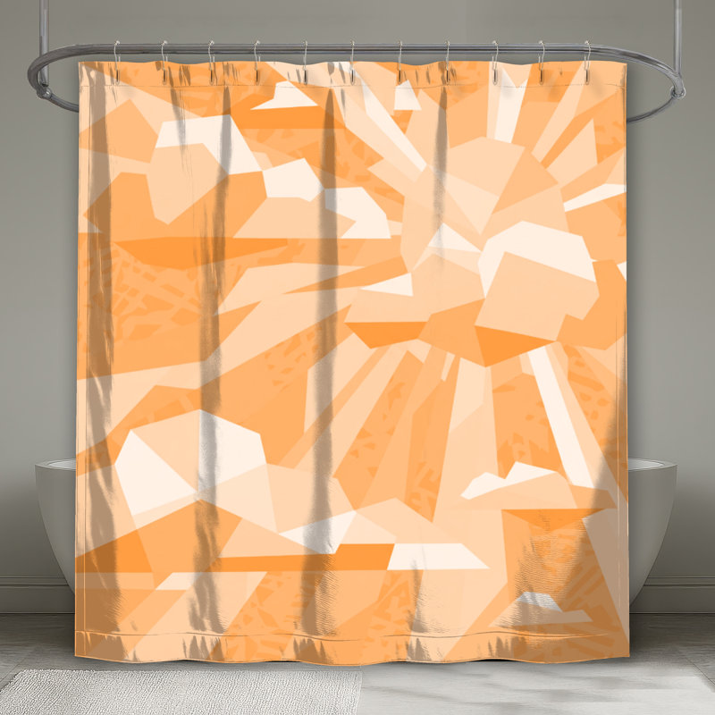 Rideaux de douche géométriques Sunburst Clouds, L 70 po x H 93 po, Orange moyen / blanc clair