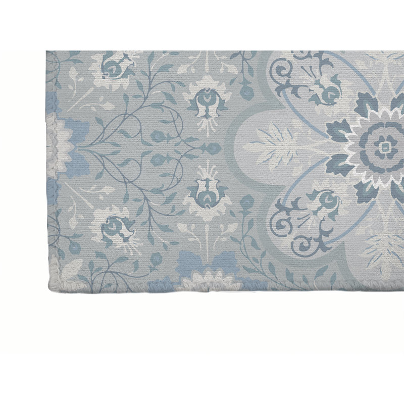 Tapis de cuisine Skyler, Gris te bleu, Rectangulaire 2 pi x 3 pi