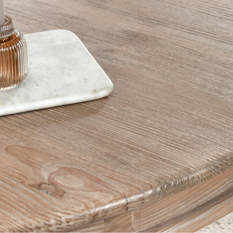 Beatriz Round Pine Wood Dining Table, Rustic Taupe