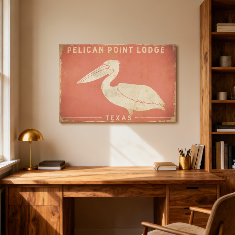 Animaux, signe de Pelican Point Lodge, Texas, H 20 po x l 30 po