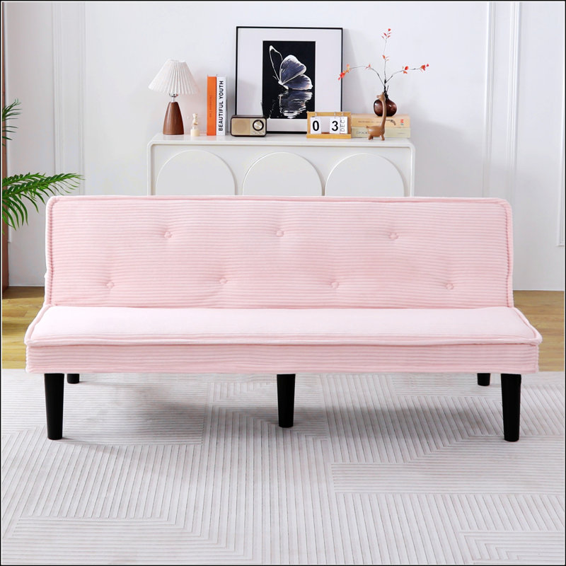 Versatile 66-Inch Corduroy Sofa Bed For Living Room, Apartment, And Bedroom, Switches Between Comfortable Seating And Sleeping Forms