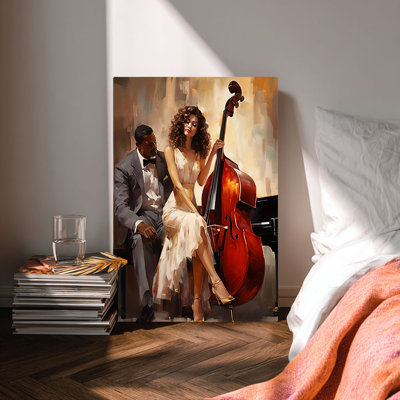 Impression sur toile Elegant Vintage Jazz Double Bass - Urban Studio