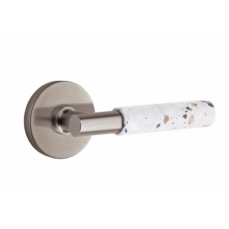 Select Round Passage (Hall & Closet) Door Lever with Round Rosette, Left, Pewter/Light Terrazzo