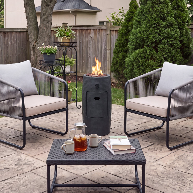 Column Concrete Propane Smokeless Fire Column, Gray
