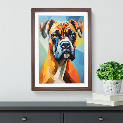 Boxer Dog Cubism - Framed Print