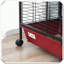 Cage pour petits animaux avec plateforme à roulettes et rampe