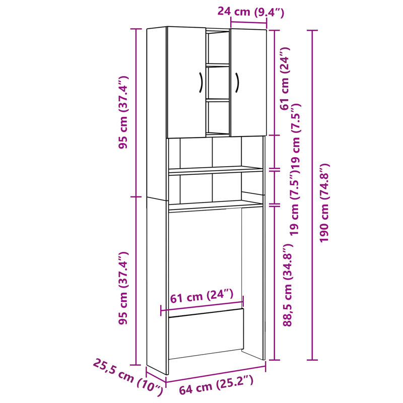 Awaah Solid Wood Linen Cabinet, Concrete Grey