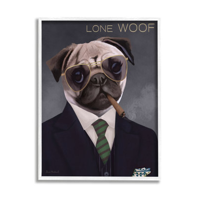 «Lone Woof Pug Dog», cigare cigare, art texturé par Diane Neukirch