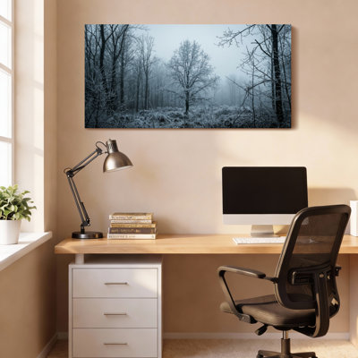 Ensemble de 1 tableau sur toile représentant un paysage de forêt hivernale