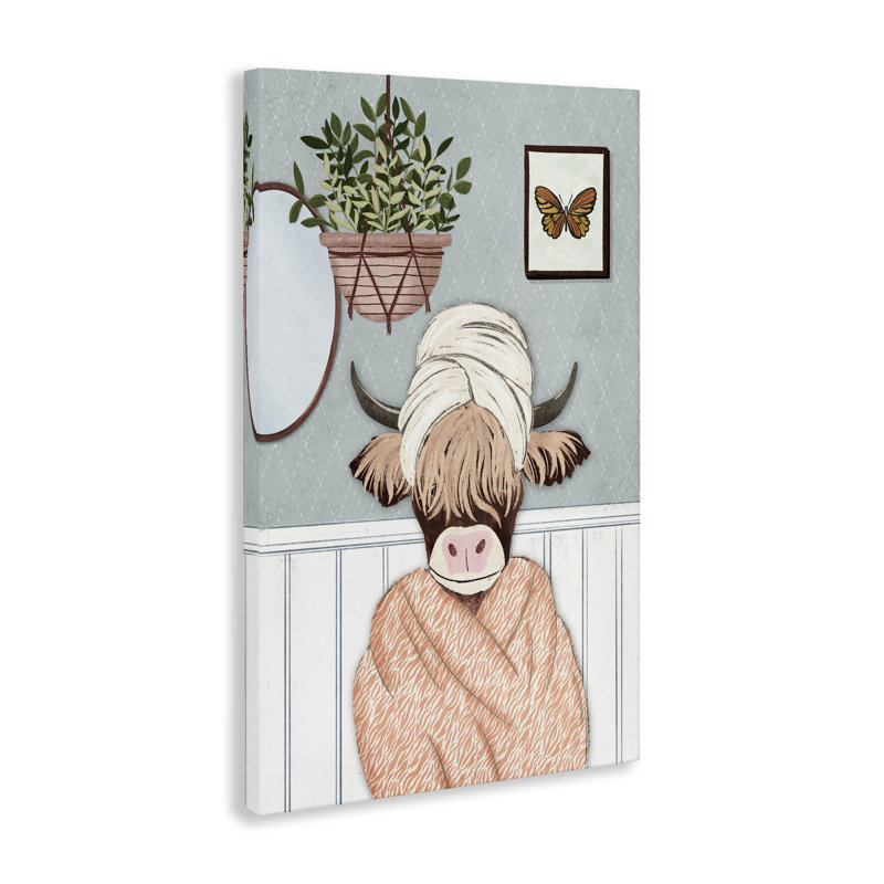 Art mural sur toile Highland Cow par JJ Design House, LLC., H 24 po x l 16 po