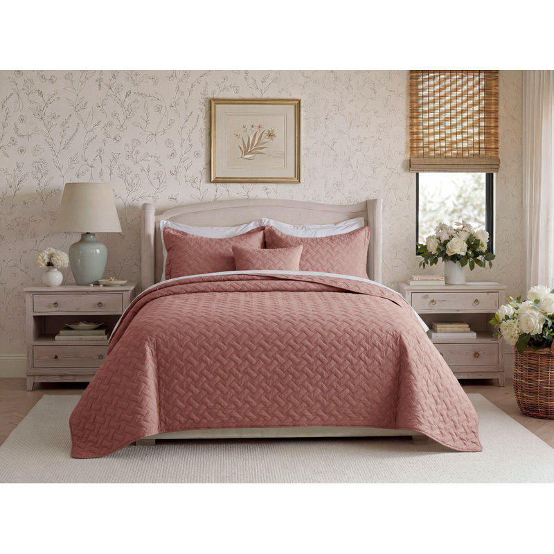 Best Seller Quilted Blanket - Textured Weave Pattern, Airy Lightweight Bed Covering,85gsm, Queen Quilt + 2 Standard Shams
