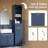 Blue Bathroom Storage Cabinet, Tall Narrow Freestanding Bathroom Cabinet with 3 Open Shelves, Adjustable Shelf & Drawer, Slim Bathroom Floor Cabinet Organizer for Small Spaces, 13.8"W x 11.8"D x 66.9"H