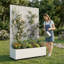 Lit de jardin en métal avec treillis et roues H 6 pi x l 4 pi - blanc-1582652969