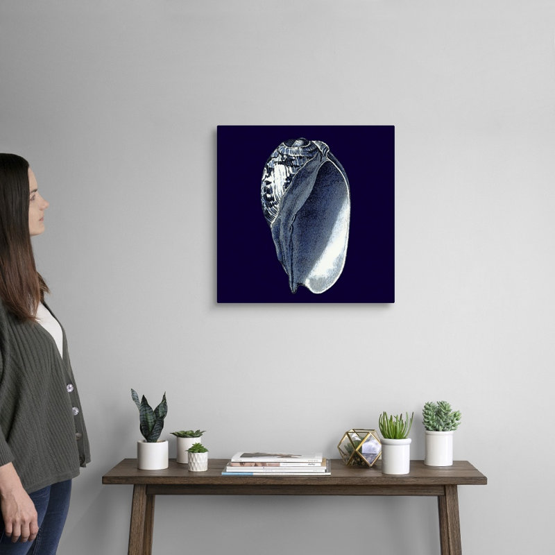 « Indigo shells V » par vision studio-impression, Toile tendue, H 12 po x l 12 po x 1,25 po