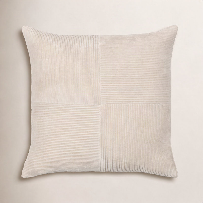 Selma Down Reversible Throw Pillow, Light Beige, 18" x 18"