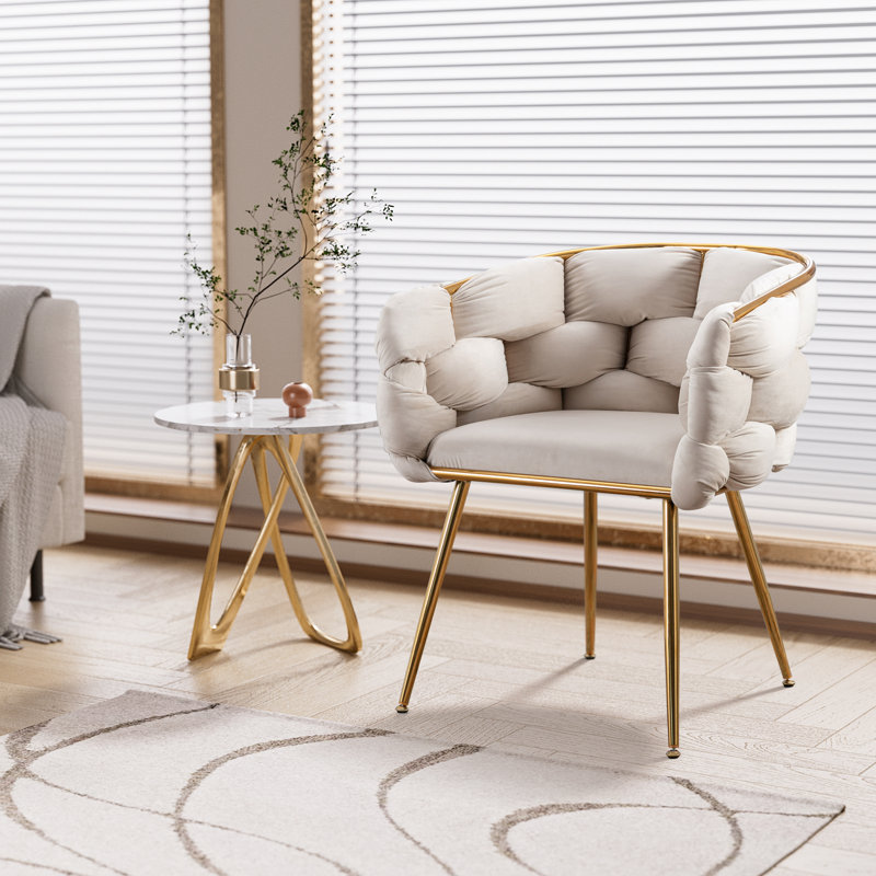 Hummera Upholstered Accent Chair, Ivory Velvet, 1