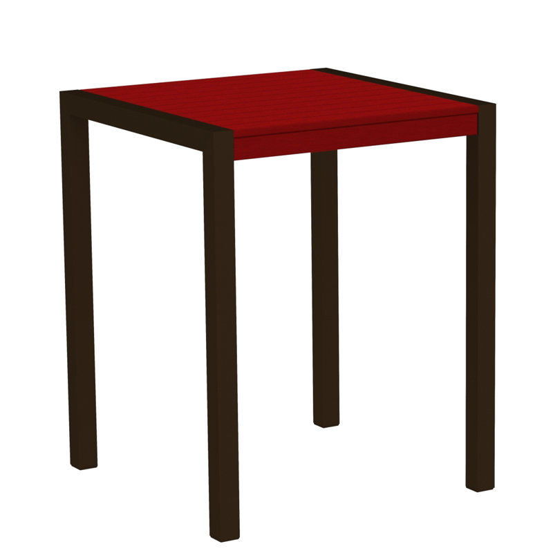 POLYWOOD MOD Counter Table, Sunset Red, Textured Bronze, 35.18" W x 35.18" D
