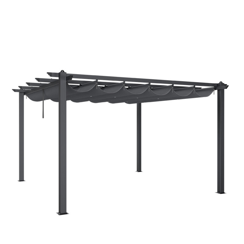 Rolanda Metal Light Grey Pergola, 228cm H x 400cm W x 400cm D