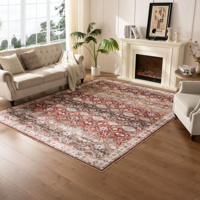 Tapis rétro lavable à la machine - Tapis doux avec envers antidérapant pour le salon, la chambre à coucher et le bureau