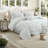Blue Floral Bedding Sets, 4 Piece Full Queen Ruched Microfiber Set