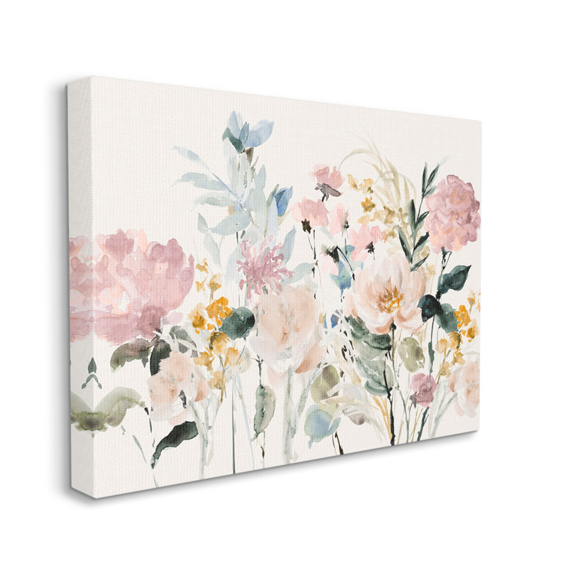 Fleurs de printemps pastel sur toile, H 24 po x l 30 po x P 1,5 po