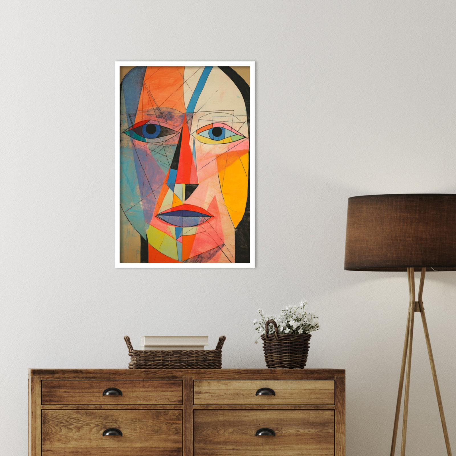 The Face Print by Treechild, White, 33" H x 23" W