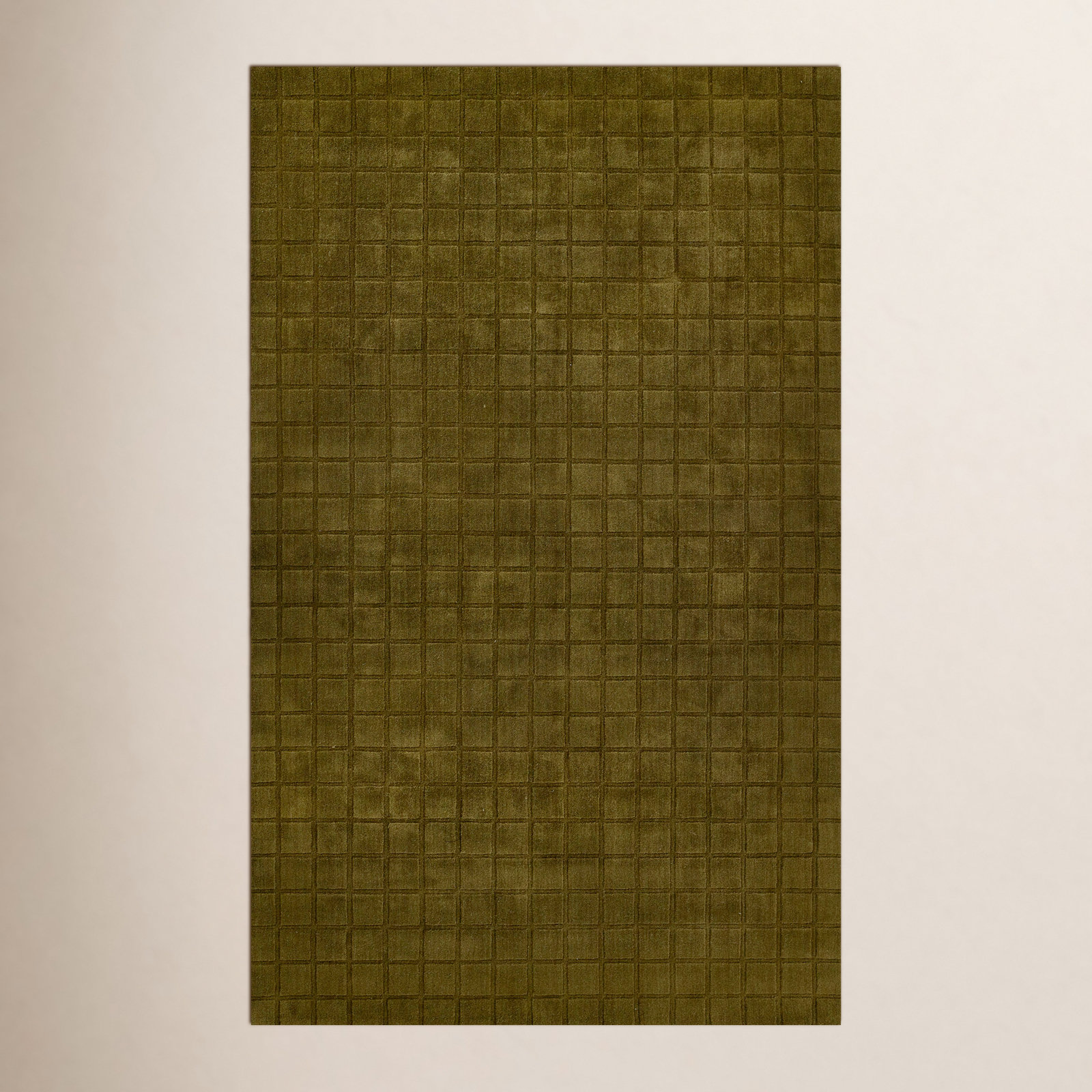 Meile Green Hand-Loomed Geometric Wool Rug, Rectangle 2' x 3'