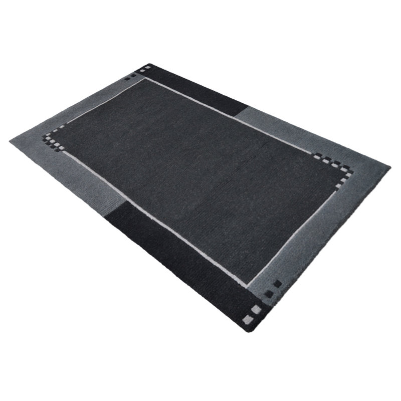Tapis d'intérieur contemporain gris anthracite 100% laine Tibbati, Rectangle 6 pi 7 po x 9 pi 10 po