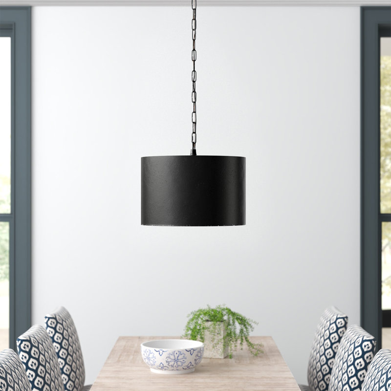 Luminaire suspendu cylindrique à 1 lumière Rosamund, Noir rétro