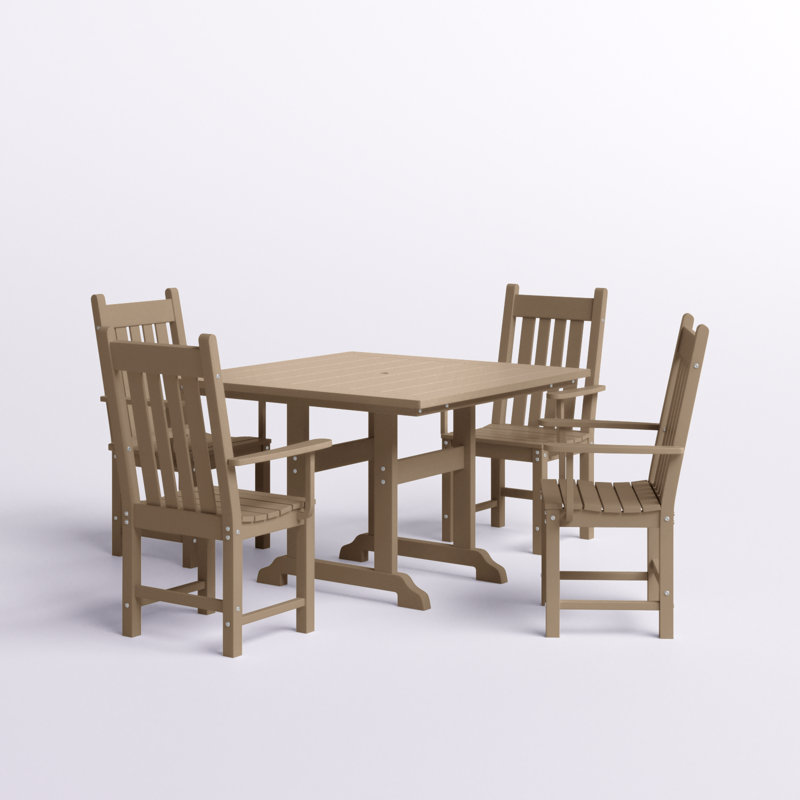 Laguna 4 - Person Patio Dining Set with Square Table, Weathered Wood