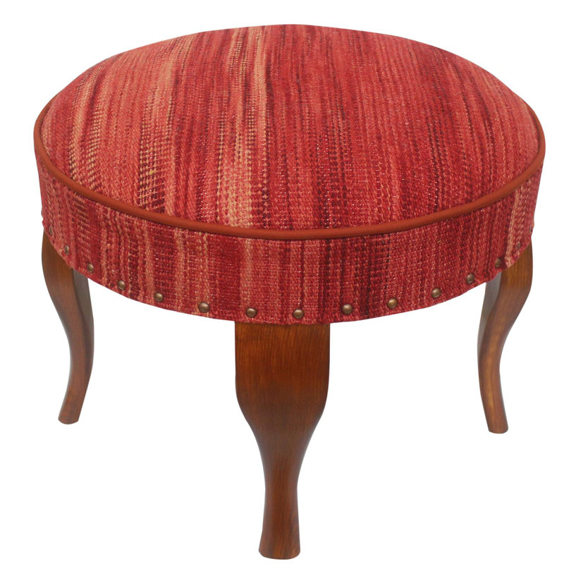 Repose-pieds standard rond 24 po Anaum, Laine rouge moderne Adelyn
