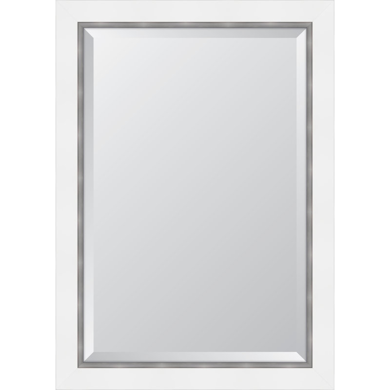 Miroir d'appoint Agans, 42 po x 30 po, Blanc/argenté