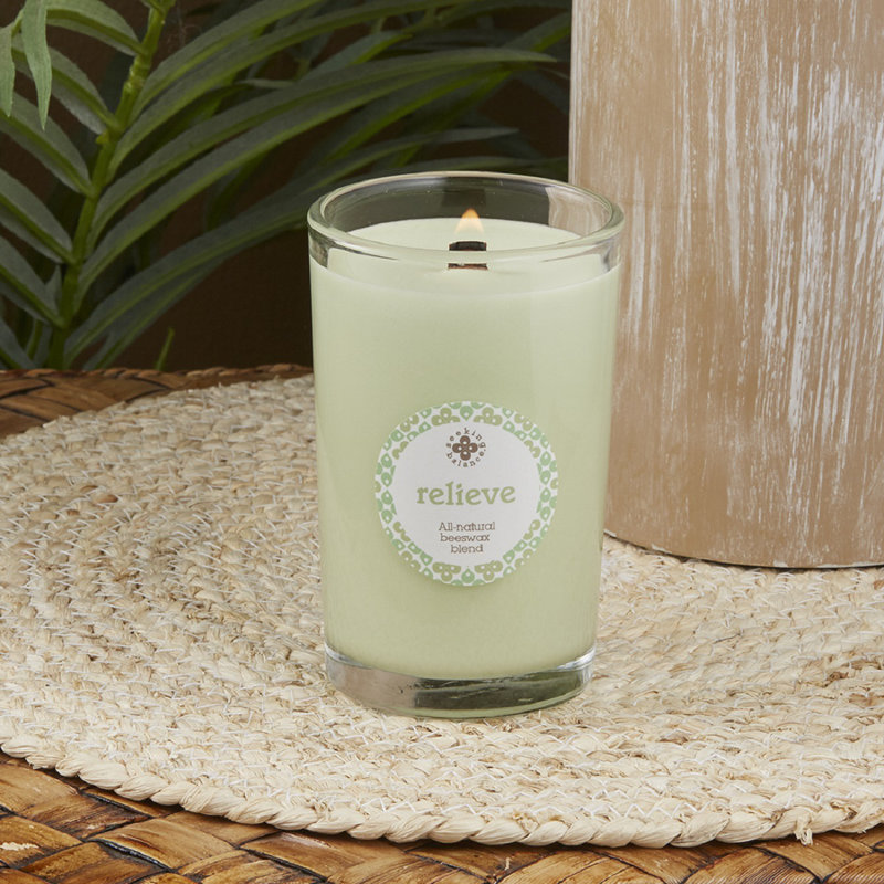 Medium Eucalyptus Menthol Scented Beeswax Glass Candle