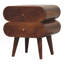Table de chevet châtaignier en bois massif à 2 tiroirs, pieds nordiques, brun