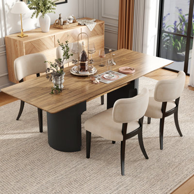 Ensemble de chaises de salle à manger en bois massif, chaise de salle à manger rembourrée, chaise de salle à manger en tissu moderne pour restaurant et café, beige