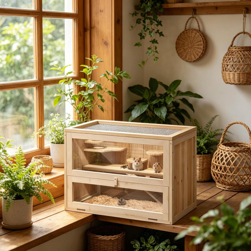 Cages spacieuses et petits animaux, cage rustique en bois pour la maison